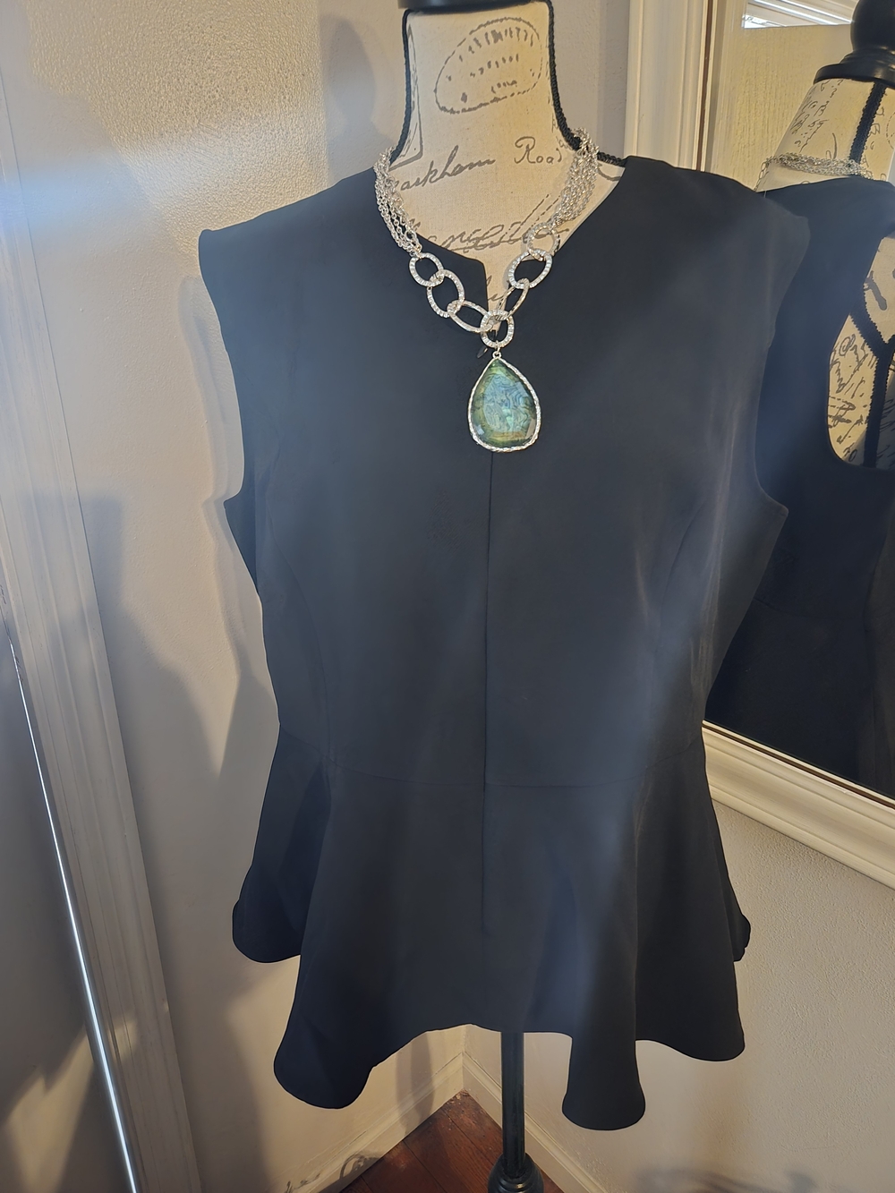 a new day Black Sleeveless Peplum Tank Top